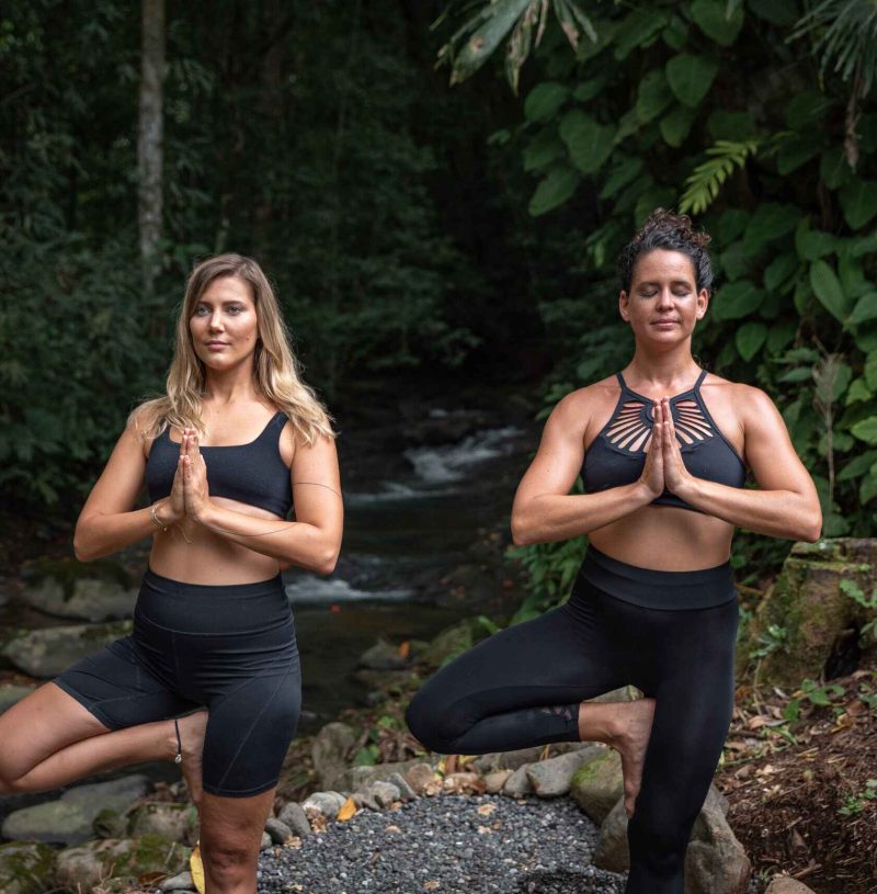 Immerse in pure bliss at Vayu Retreat Villas, Costa Rica's premier wellness destination. Witness two empowered women finding serenity through outdoor yoga amidst the breathtaking ambiance. Plan your unforgettable stay at our transformative hotel nestled in the heart of Costa Rica's natural paradise