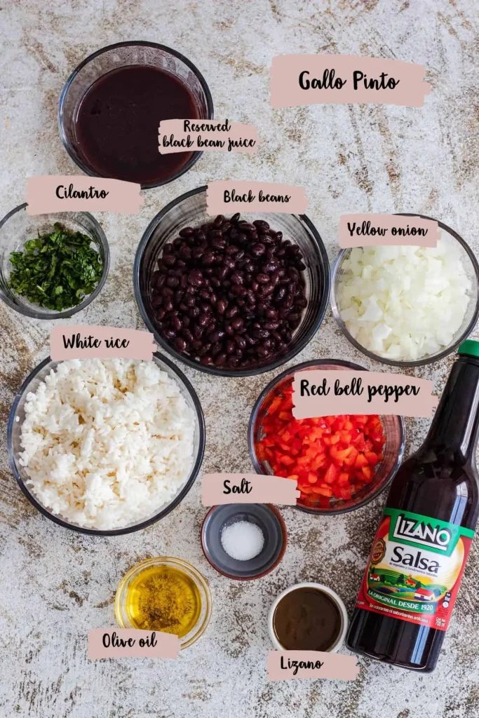 an image of ingredients to make gallo pinto in costa rica 
