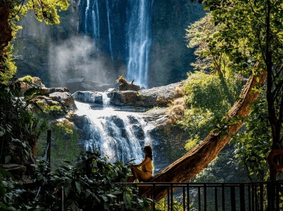 visit beautiful nauyaca waterfalls like this woman seen overlooking the cascades